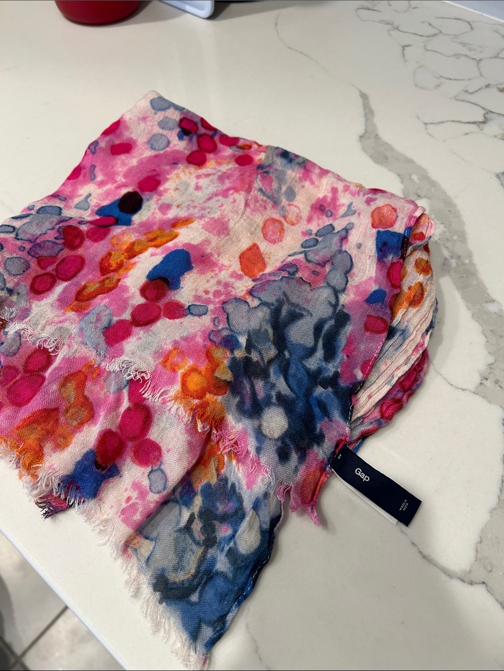 GAP Vibrant Abstract Dot & Splash Scarf - Pink, Blue & Orange